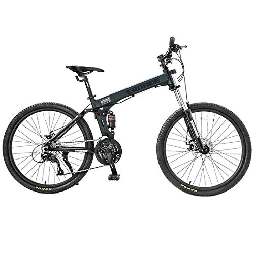 Folding Mountain Bike : WYZQ 26 Inch Mountain Bike, Unisex, 27-Speed Variable Speed Bicycle, Double Shock Absorption, Aluminum Alloy Frame, Lockable Front Fork, Off-Road Racing, Black