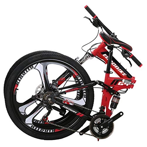 Folding Mountain Bike : XBSLJ Mountain Bikes, Folding Bike G4 21 Speed Mountain Bike 26 Inches 3-Spoke Wheels MTB Dual Suspension Bicycle