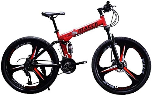 Folding Mountain Bike : xiaoxiao666 24 inch foldable sport 3 cutter wheel 21 speed Shimano derailleur with disc brake Bicycle folding bike made of carbon steel Youth bike-red