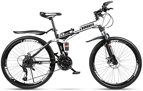 Folding Mountain Bike : xiaoxiao666 26 inch mountain bike adults 21 speed / 24 speed / 27 speed / 30 speed shock double disc brakes students bike storm bike folding car spoke wheel-White-24 speed_30 speed