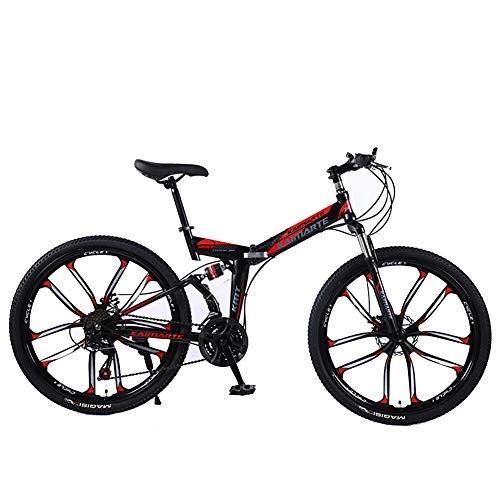 Folding Mountain Bike : XM&LZ Fat Tire Foldable Bike Outroad Bicycles, Variable Speed Disc Brake, High Carbon Steel Road Bikes For Adults Students A 21speed 24inch