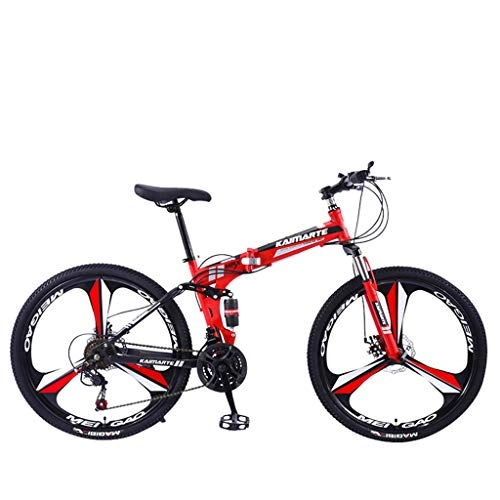 Folding Mountain Bike : Xshuai Adult Mountain Bikes, 26in Carbon Steel Mountain Bike 21 Speed Bicycle Full Suspension MTB - Gears Dual Disc Brakes Mountain Bicycle - Adult Mountain Bikes for Tall People (A)