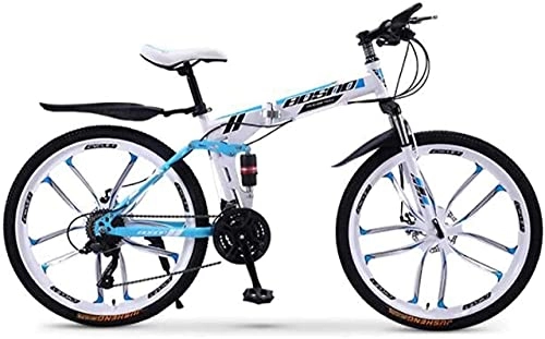 Folding Mountain Bike : YANGHAO-Adult mountain bike- Mountain Bike Folding Bikes, 30-Speed Double Disc Brake Full Suspension Anti-Slip, Off-Road Variable Speed Racing Bikes for Men and Women (Color:E, Size:24IN) YGZSDZXC-04