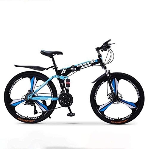 Folding Mountain Bike : YANGSANJIN Mountain Bike Folding Bikes, Road Bicycles, 27-Speed Double Disc Brake Full Suspension Anti-Slip, Off-Road Variable Speed Racing Bikes