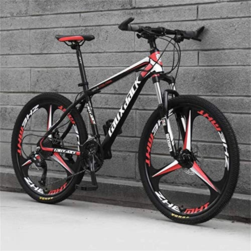 Folding Mountain Bike : YOUSR Off-road Variable Speed Mountain Bicycle, 26 Inch Riding Damping Mountain Bike Black Red 24 speed