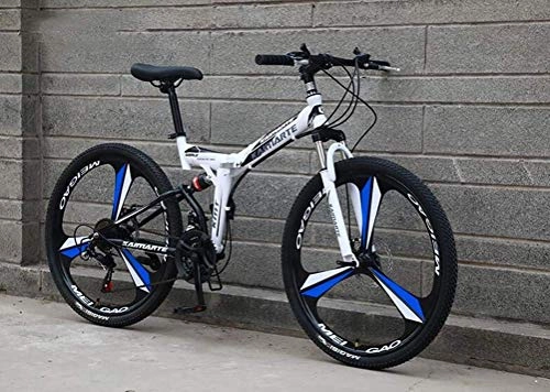 Folding Mountain Bike : YOUSR Shock Absorption Shifting Soft Tail Mountain Bike Bicycle 26 Inch 24 Speed Mens MTB White