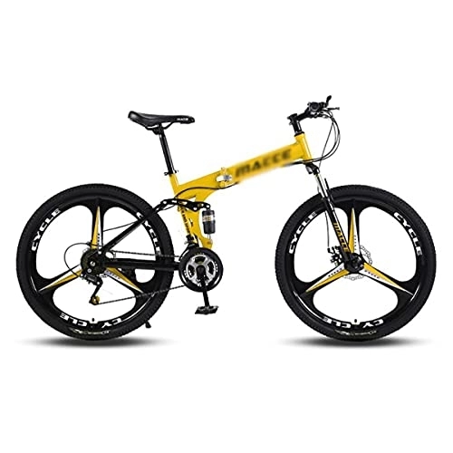 Folding Mountain Bike : YUNLILI Multi-purpose Foldable Mountain Bike 21 / 24 / 27 Speed Dual Disc Brake 26 Wheels Suspension Fork Mountain Bicycle For Men Woman Adult And Teens (Color : Yellow, Size : 24 Speed)