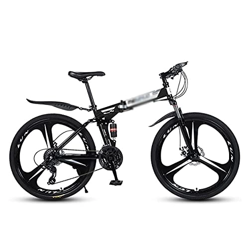 Folding Mountain Bike : YUNLILI Multi-purpose Folding Mountain Bike 21 Speed Dual Disc Brake 26 Wheels Suspension Fork Mountain Bicycle For Men Woman Adult And Teens (Color : Black, Size : 21 Speed)