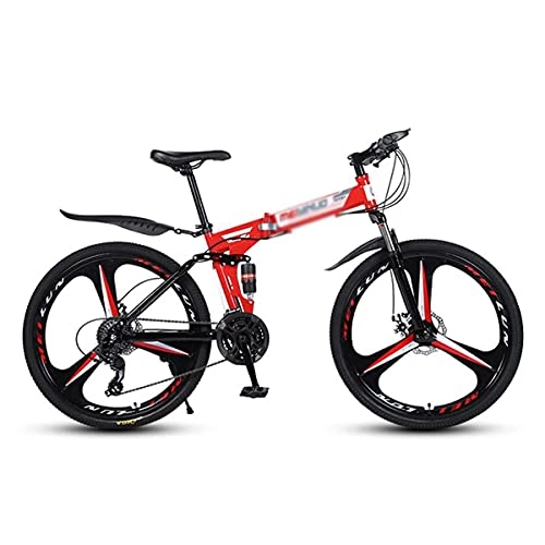 Folding Mountain Bike : YUNLILI Multi-purpose Folding Mountain Bike 21 Speed Dual Disc Brake 26 Wheels Suspension Fork Mountain Bicycle For Men Woman Adult And Teens (Color : Red, Size : 24 Speed)