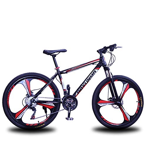 Mountain Bike : 21 / 24 / 27 Speeds Mountain Bike Bicycle 24 Inch Wear-resistant Tires Dual Disc Brakes Shock Absorbing Off-road Bikes Adult Student-Black Red 24 Speed_Spain
