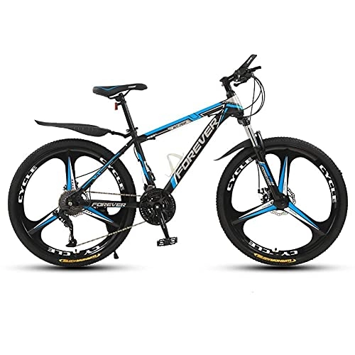 Mountain Bike : 21 Speed Mountain Bike， 26 Inch Shock Absorption Mountain Bike， High-Carbon Steel Frame， Mechanical Double Disc Brake， Outroad Mountain Bike for Adult， 3 Cutter Wheel jianyou ( Color : Black blue )