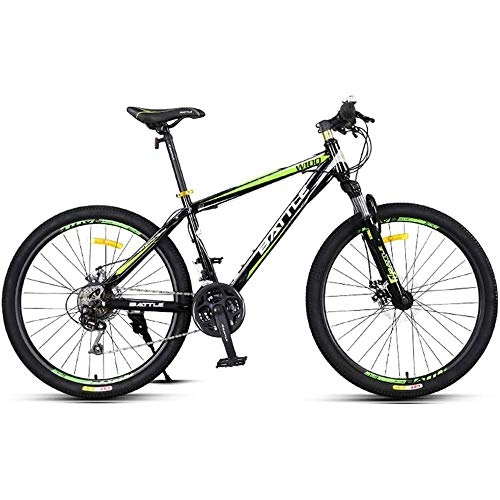 Mountain Bike : 24-Speed Mountain Bikes, 26 Inch Adult High-carbon Steel Frame Hardtail Bicycle, Men's All Terrain Mountain Bike, Anti-Slip Bikes, Green, 26 inches