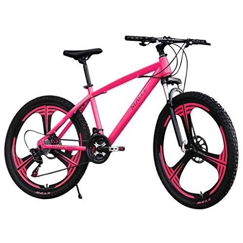 Mountain Bike : 259 Adult Mountain Bike, 26 inch Mountain Trail Bike Folding Outroad Bicycles, 21-Speed Bicycle Full Suspension MTB Gears Dual Disc Brakes Mountain Bicycle (Hot Pink)