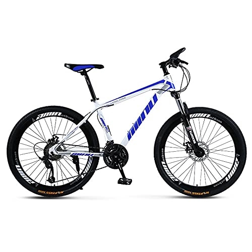 Mountain Bike : 26 Inch Adult Moutain Bike 21 / 24 / 27 / 30 Speeds MTB Double Disc-Brake High Carbon Steel Frame Front Suspension Anti-Slip Bikes Multiple ColorsTop Configuration White Blue-30sp