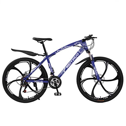 Mountain Bike : 26 Inch Men's Mountain Bikes, 27 speeds High-carbon Steel Hardtail Mountain Bike, Mountain Bicycle with Full Suspension Adjustable Seat, Blue