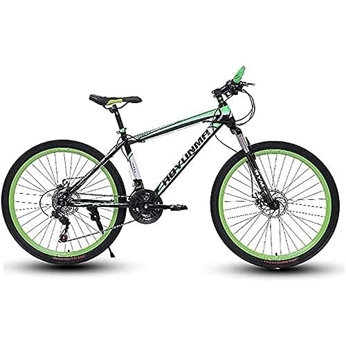 Mountain Bike : 26 Inch Wheel Mountain Bike, 21 / 24 / 27 Speed Mens Mountain Bike, Dual Disc Brake MTB Bike for Women High Carbon Steel Mountain Bike Transmission, Green, 27 speed