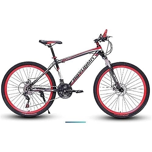 Mountain Bike : 26 Inch Wheel Mountain Bike, 21 / 24 / 27 Speed Mens Mountain Bike, Dual Disc Brake MTB Bike for Women High Carbon Steel Mountain Bike Transmission, Red, 24 speed