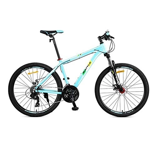 Mountain Bike : 26”Mountain Bike, Aluminium Frame Hardtail Bicycles, Dual Disc Brake and Locking Front Suspension, 27 Speed (Color : Green)