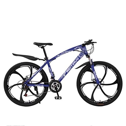 Mountain Bike : 26" Mountain Bike, Hardtail Bicycles, Carbon Steel Frame, Dual Disc Brake and Front Suspension (Color : Blue, Size : 24 Speed)