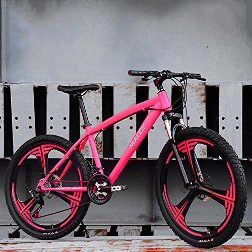 Mountain Bike : 26in Mountain Bike for Adults, Unisex Hardtail Mountain Bike, Full Suspension MTB Bikes Double Disc Brake Bicycles for Adult Teens, Pink