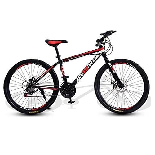 Mountain Bike : 26inch Mountain Bike 21 Speed Double Disc Brake Suspension Fork Aluminum Frame MTB Bicycle For Men & Women Outdoor Racing Cycling(Color:black+red)