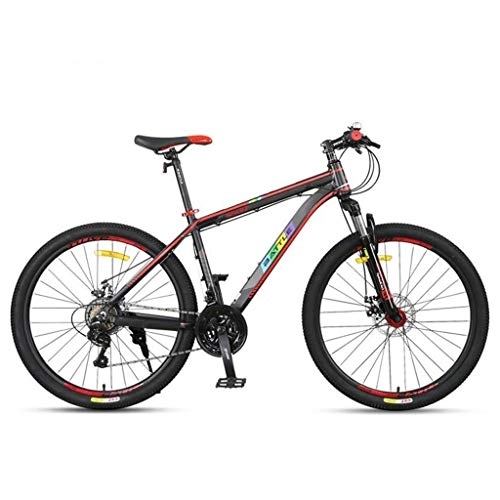 Mountain Bike : 26inch Mountain Bike, Aluminium Alloy Frame Bicycles, Double Disc Brake and Front Suspension, 26inch Spoke Wheel, 21 Speed (Color : Black)