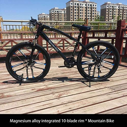 Mountain Bike : Adult 26 Inch Mountain Bike, Juvenile Student City Road Racing Bikes, Double Disc Brake Mens Mountain Bicycle, Mium Alloy Integrated 10-Blade Rim Wheels