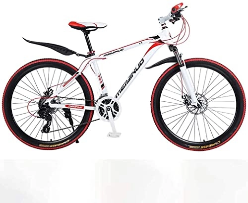 Mountain Bike : Adult mountain bike- 26In 27-Speed Mountain Bike for Adult, Lightweight Aluminum Alloy Full Frame, Wheel Front Suspension Mens Bicycle, Disc Brake (Color : Red, Size : D)