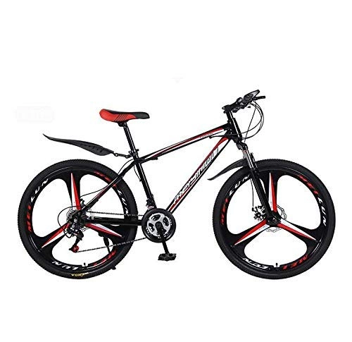 Mountain Bike : ALQN 26 inch Mountain Bike Bicycle, High Carbon Steel and Aluminum Alloy Frame, Double Disc Brake, PVC and All Aluminum Pedals, B, 24 Speed