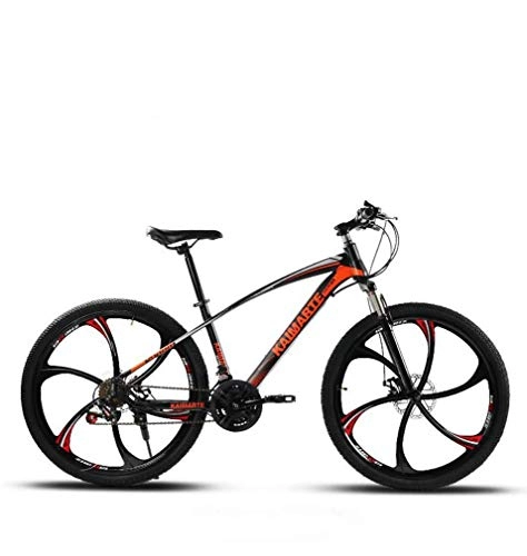 Mountain Bike : Alqn Adult Variable Speed Mountain Bike, Double Disc Brake Bikes, Beach Snowmobile Bicycle, Upgrade High-Carbon Steel Frame, 26 inch Wheels, Orange, 24 Speed