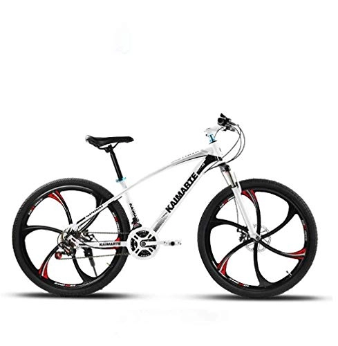 Mountain Bike : Alqn Adult Variable Speed Mountain Bike, Double Disc Brake Bikes, Beach Snowmobile Bicycle, Upgrade High-Carbon Steel Frame, 26 inch Wheels, White, 24 Speed