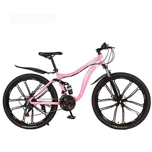Mountain Bike : Alqn Mountain Bike 26 inch Bicycle, Carbon Steel MTB Bike Full Suspension, Double Disc Brake, E, 27 Speed