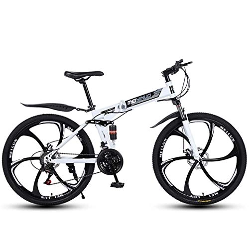 Mountain Bike : AZYQ 26In 24-Speed Mountain Bike for Adult, Lightweight Aluminum Full Suspension Frame, Suspension Fork, Disc Brake, White, D