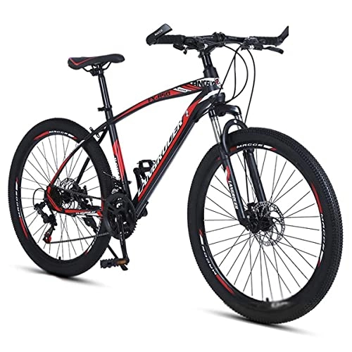 Mountain Bike : BaiHogi Professional Racing Bike, Adult Mountain Bike 21 / 24 / 27 Speeds 26-Inch Wheels High-Carbon Steel Frame with Lockable Suspension Fork, Multiple Colors / Red / 24 Speed (Color : Red, Size : 21 Speed)