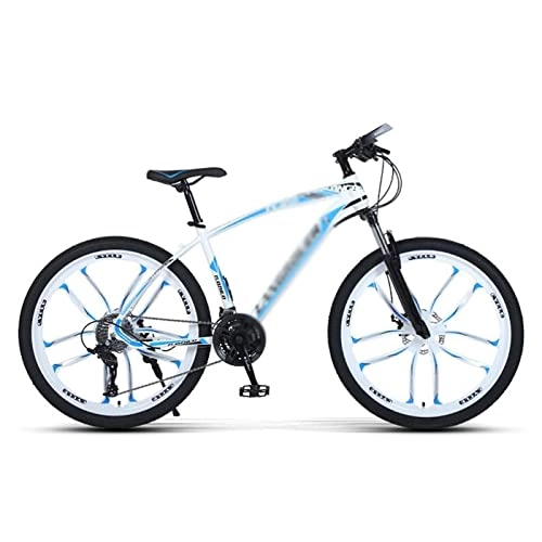Mountain Bike : BaiHogi Professional Racing Bike, Mountain Bike for Boys Girls Men and Wome 26 inch 21 / 24 / 27-Speed with Disc Brakes and Front Suspension / Blue / 27 Speed (Color : White, Size : 24 Speed)