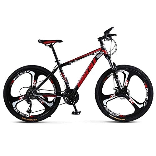 Mountain Bike : Bicycle Mens' Mountain Bike, High-carbon Steel 30 Speed Steel Frame 24 Inches 3-Spoke Wheels, Fully Adjustable Front Suspension Forks, Red, 30speed