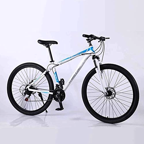 Mountain Bike : Bicycle Mountain Bike, High-Carbon Steel 29 Inches Spoke Wheel, 24 Speed Fully Adjustable Rear Shock Unit Front Suspension Forks, White, 24speed