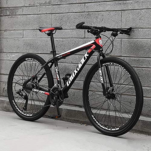 Mountain Bike : Bicycles, adult mountain bike cross-country, men and women speed bike, bicycle student, casual bike (Color : Black and red, Size : 24speed26inches)