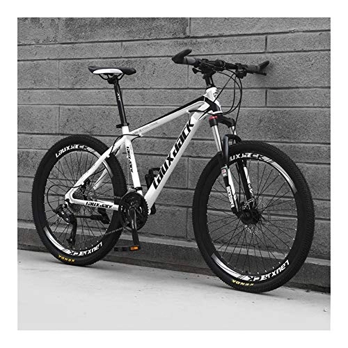 Mountain Bike : Bicycles, adult mountain bike cross-country, men and women speed bike, bicycle student, casual bike (Color : White and black, Size : 21speed24inches)