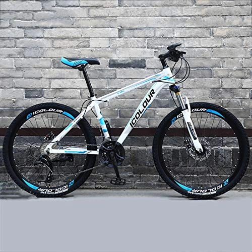 Mountain Bike : CPY-EX 26 Inch Mountain Bikes, Dual Disc Brake Mountain Bike, Mens Women High-Carbon Steel All Terrain Alpine Bicycle, 21 / 24 / 27 / 30 Speed, Spoke, B, 21