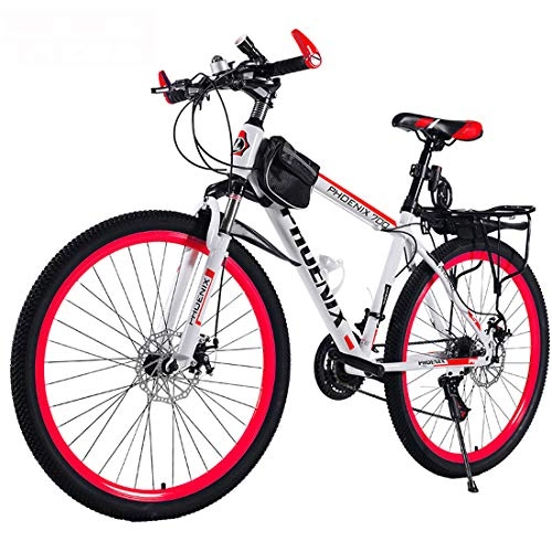 Mountain Bike : CPY-EX 26 Inches Wheels Bicycle, Mountain Bike, Double Disc Brake System, 21 / 24 / 27 Speed MTB, Black Red, Black Blue, White Red, White Blue Spoke Bicycle, C, 21