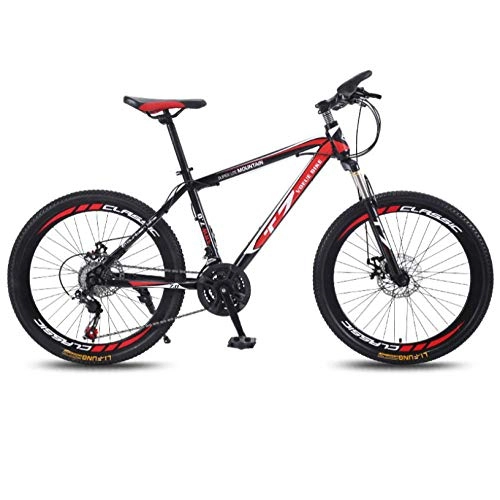 Mountain Bike : DGAGD 24 inch bicycle mountain bike adult variable speed light bicycle 40 cutter wheels-Black red_24 speed