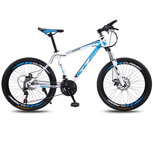 Mountain Bike : DGAGD 24 inch bicycle mountain bike adult variable speed light bicycle 40 cutter wheels-White blue_27 speed