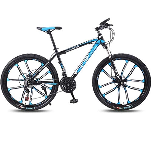 Mountain Bike : DGAGD 24 inch bicycle mountain bike adult variable speed light bicycle ten cutter wheels-Black blue_21 speed