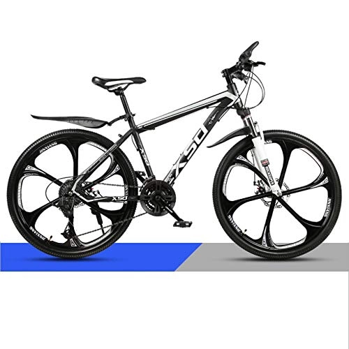 Mountain Bike : DGAGD 24 inch mountain bike adult men and women variable speed light road racing six-cutter wheels-Black and white_21 speed