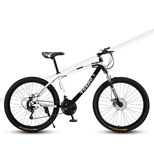 Mountain Bike : DGAGD 24 inch mountain bike adult variable speed damping bicycle off-road dual disc brake spoke wheel bicycle-White black_21 speed