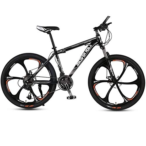 Mountain Bike : DGAGD 24 inch mountain bike adult variable speed dual disc brake aluminum alloy bicycle six cutter wheels-black_27 speed