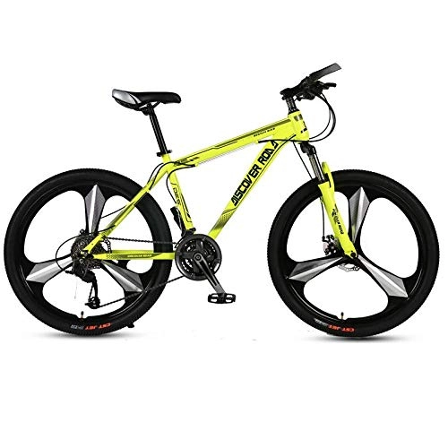 Mountain Bike : DGAGD 24 inch mountain bike adult variable speed dual disc brake aluminum alloy bicycle tri-knife wheel-yellow_24 speed