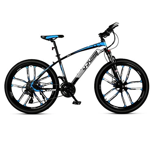 Mountain Bike : DGAGD 24-inch mountain bike male and female adult super light bicycle spoke ten cutter wheel-Black blue_30 speed