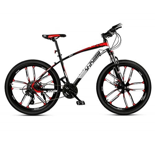 Mountain Bike : DGAGD 24-inch mountain bike male and female adult super light bicycle spoke ten cutter wheel-Black red_30 speed